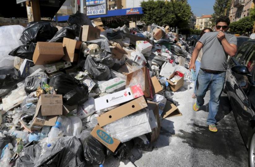 Trash pile in Beirut, Lebanon (photo credit: REUTERS)
