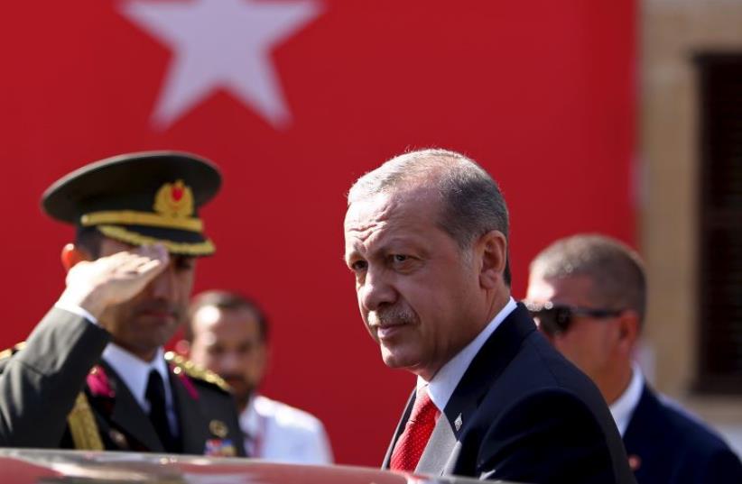Turkish President Recep Tayyip Erdogan visits North Cyprus (photo credit: REUTERS)