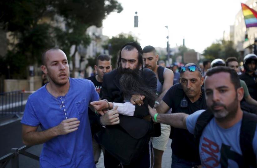 Attack at Jerusalem Gay Pride Parade (photo credit: REUTERS)