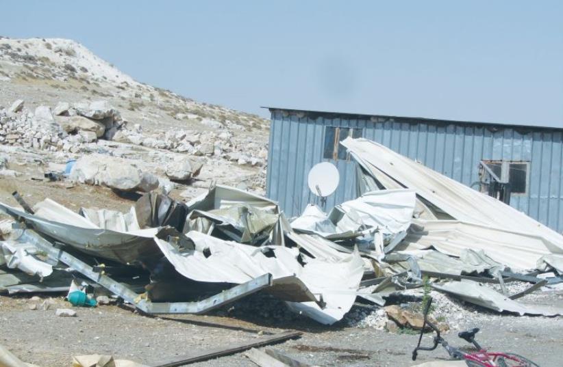 THE REMAINS left after the IDF demolished shacks belonging to Beduin living near Ma’aleh Adumim (photo credit: B'TSELEM)