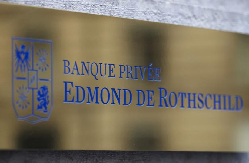 A logo of Banque Privee Edmond de Rothschild is seen on the bank building in Geneva (photo credit: REUTERS)