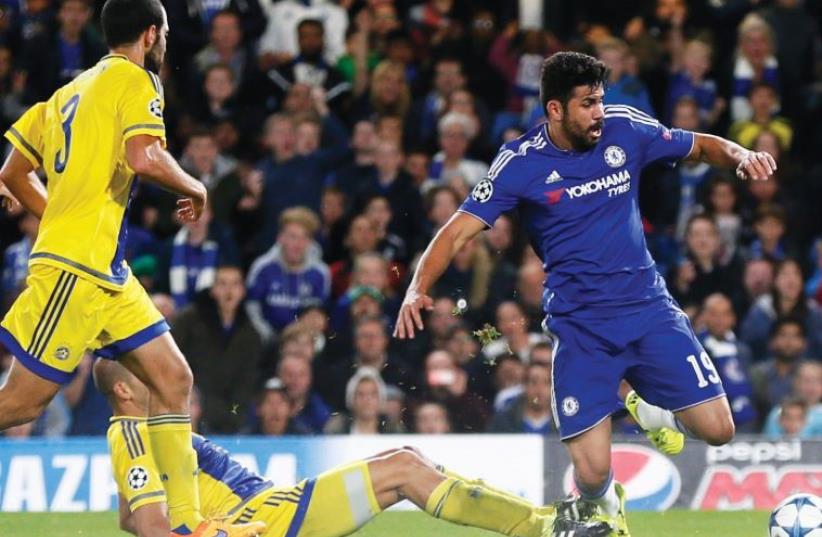 Chelsea beats Maccabi Tel Aviv 4-0 in Champions League Group G encounter, September 16, 2015 (photo credit: REUTERS)