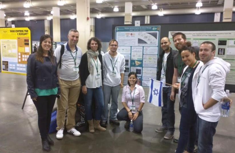 Ben-Gurion University student team at Boston’s International Genetically Engineered Machine Competition. (photo credit: BEN GURION UNIVERSITY OF THE NEGEV)