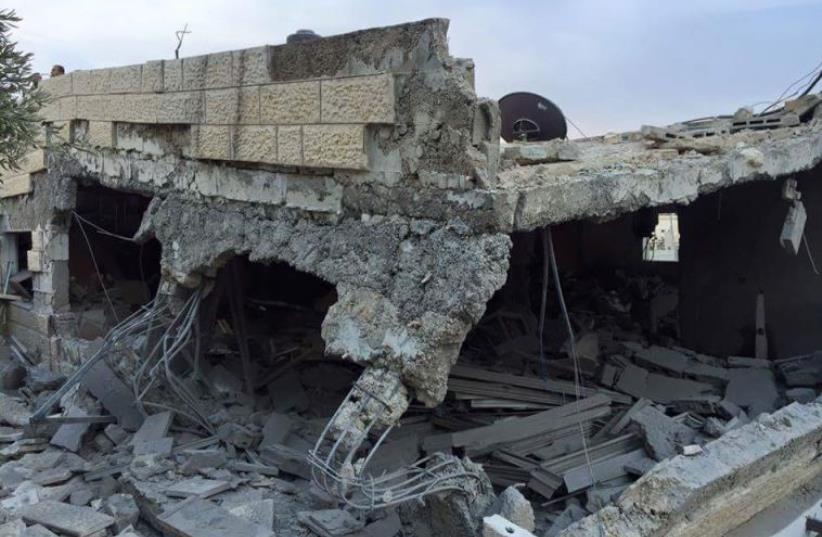 A terrorist's home said to be demolished by the IDF on October 6, 2015 (photo credit: PALESTINIAN MEDIA)