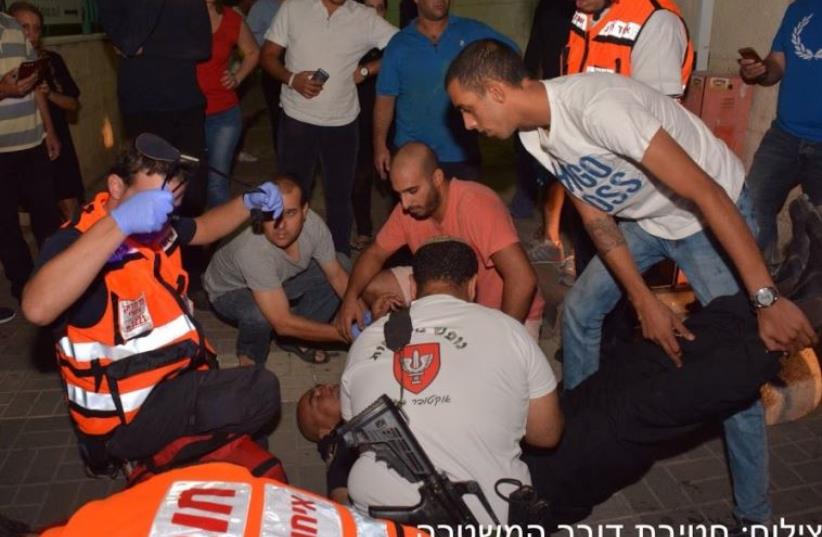 Scene of Afula stabbing attack (photo credit: COURTESY ISRAEL POLICE)