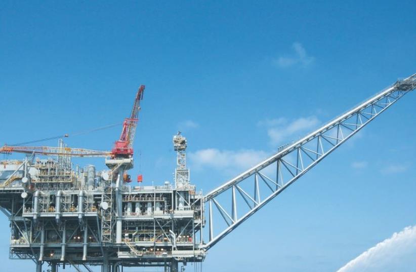 THE TAMAR gas field platform juts above the Mediterranean (photo credit: MARC ISRAEL SELLEM)