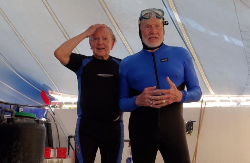 MORRIS KAHN (left) and Buzz Aldrin (photo credit: Courtesy)