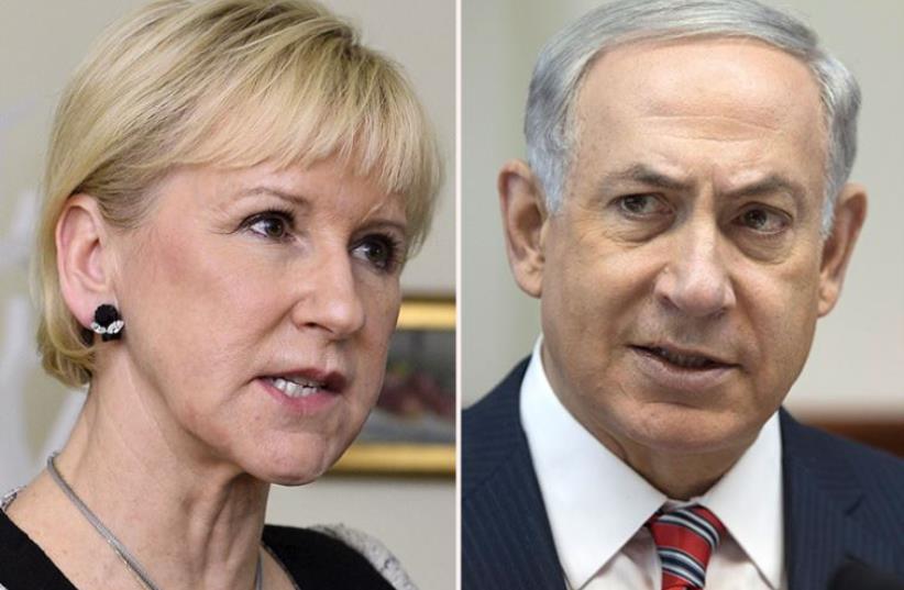 Wallstrom and Netanyahu (photo credit: REUTERS,ABIR SULTAN / POOL / AFP)