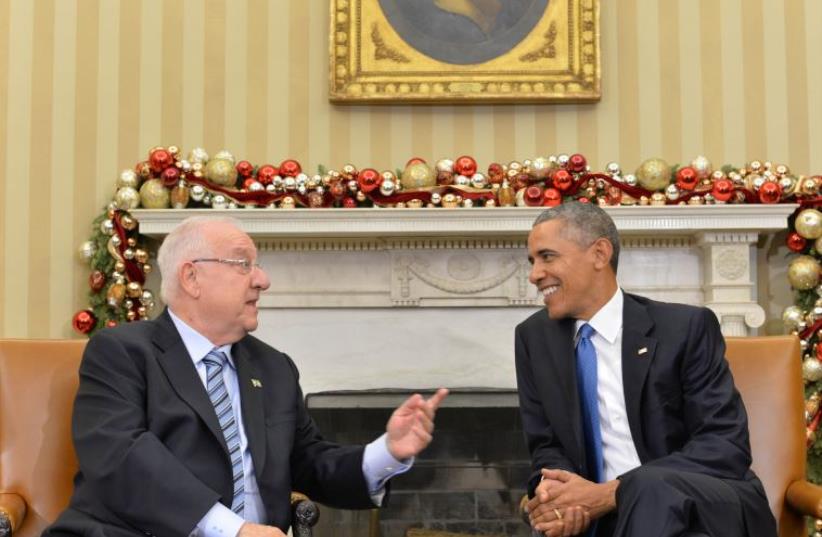 President Reuven Rivlin meets with US President Barack Obama in the Oval Office (photo credit: KOBI GIDON / GPO)