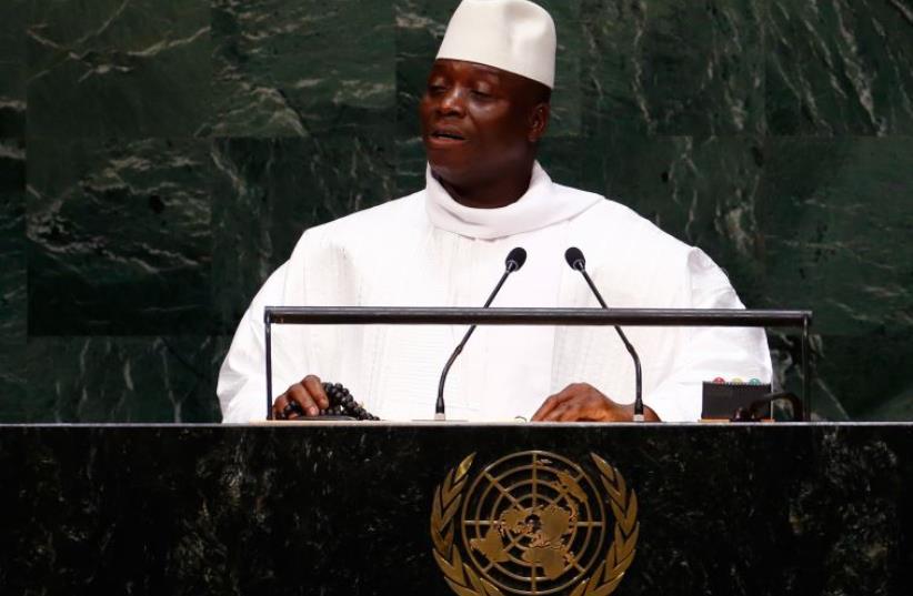 Al Hadji Yahya Jammeh, President of the Republic of the Gambia, addresses the 69th United Nations General Assembly at the UN headquarters in New York September 25, 2014. (photo credit: REUTERS)