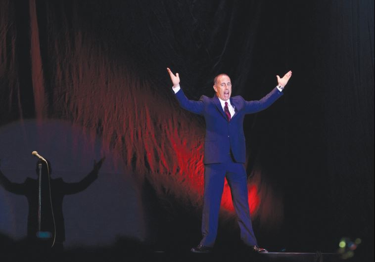 Jerry Seinfeld takes the stage for the first of his four shows in Tel Aviv (photo credit: MIRIAM ALSTER/FLASH90)
