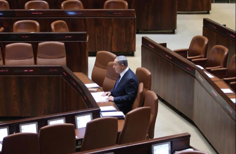 PM Benjamin Netanyahu at the Knesset (photo credit: MARC ISRAEL SELLEM/THE JERUSALEM POST)