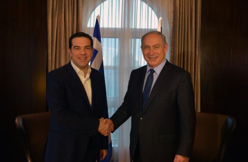 Prime Minister Benjamin Netanyahu and his Greek counterpart Alexis Tsipras (photo credit: GPO)