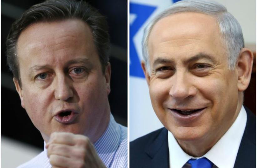 Prime Minister Benjamin Netanyahu (R) and British Prime Minister David Cameron (photo credit: REUTERS)