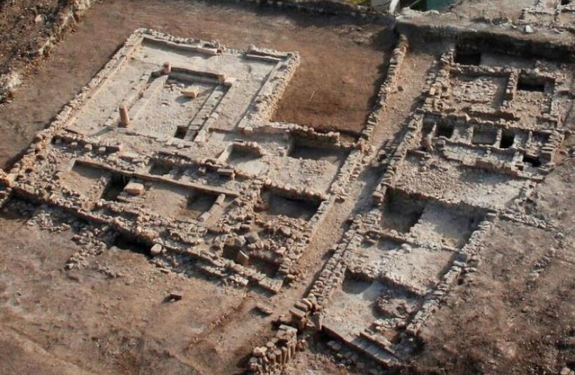 An aerial view of the settlement uncovered in excavations conducted by the Israel Antiquities Authority at Migdal (photo credit: Israel Antiquities Authority)