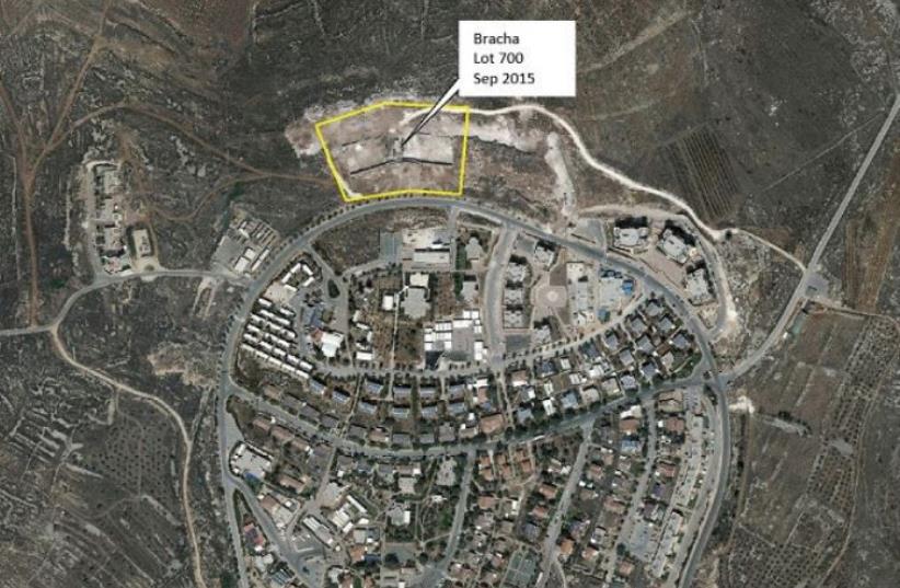 THIS AERIAL SHOT of the Har Bracha settlement in the West Bank, south of Nablus, in September shows homes in the early stages of construction. (photo credit: COURTESY PEACE NOW)