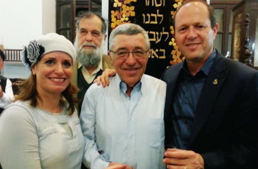 (From left) Hagit Moshe with Shmuel Shkedi, whom she is replacing on the city council and as head of the finance committee, and Mayor Nir Barkat (photo credit: Courtesy)