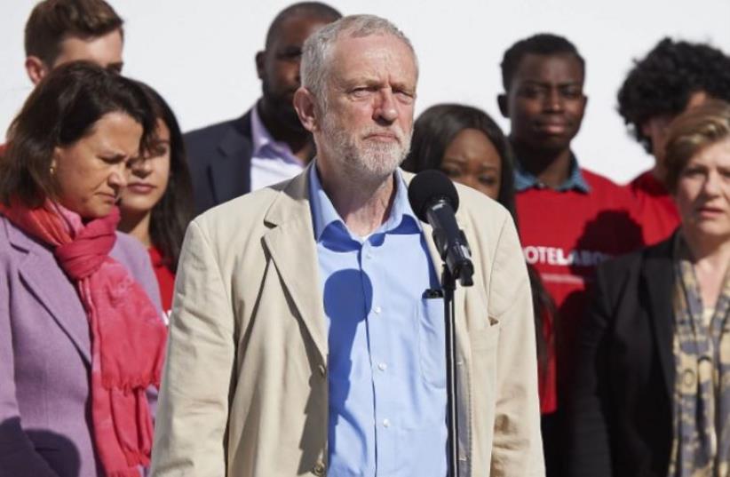 Labor Party leader Jeremy Corbyn makes an appearance in London (photo credit: AFP PHOTO)