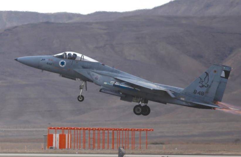 AN IAF F-15 takes off from the Uvda Air Force Base in southern Israel. (photo credit: REUTERS)