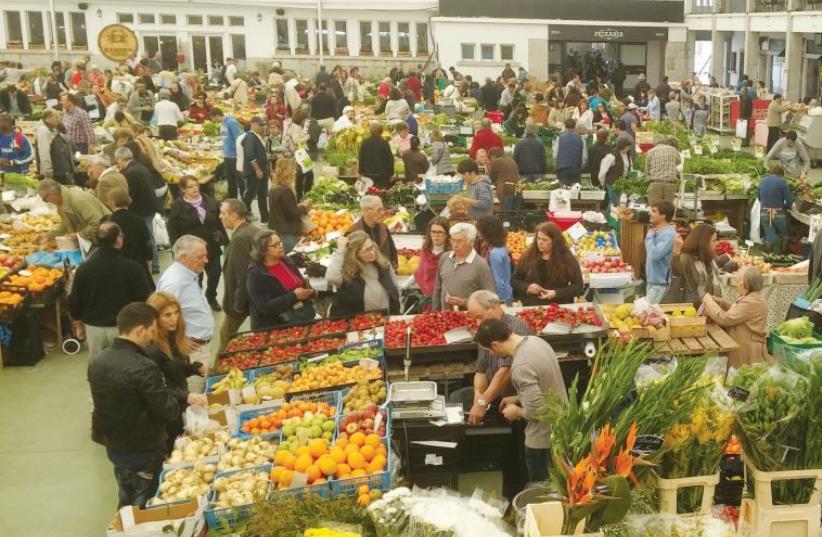 The varied and vibrant food market in Cascais, Portugal (photo credit: AYA MASSIAS)