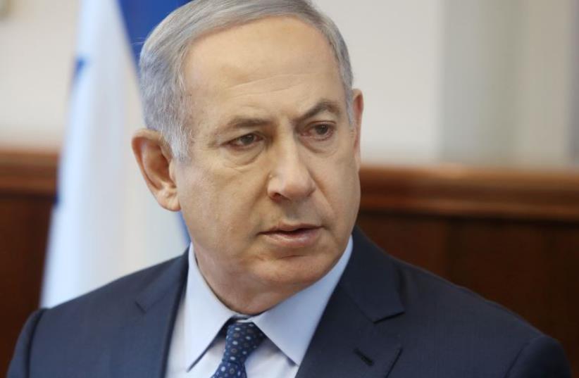 Prime Minister Benjamin Netanyahu at Knesset cabinet meeting (photo credit: MARC ISRAEL SELLEM)
