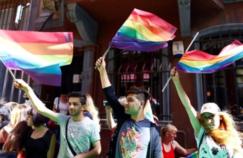 Istanbul riot police disperse "Trans Pride" march (photo credit: REUTERS)