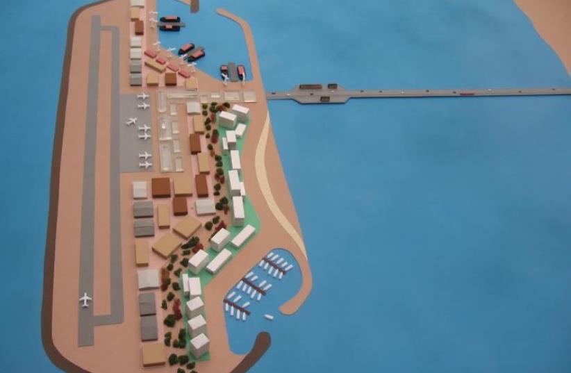 Gaza island model as presented on June 20, 2016 (photo credit: COURTESY/THE ISRAEL PROJECT)