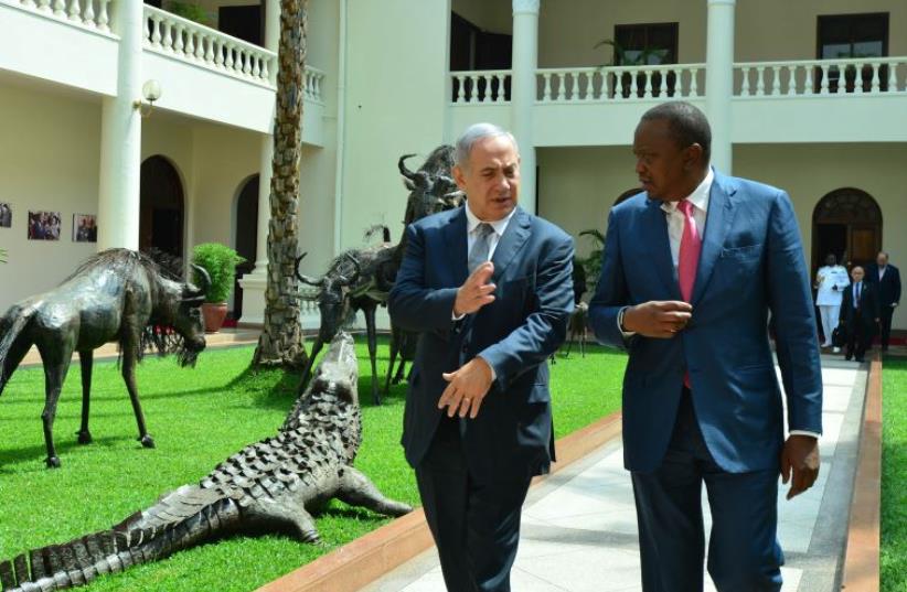 PM Netanyahu and Kenya’s President Uhuru Kenyatta (photo credit: KOBI GIDEON/GPO)