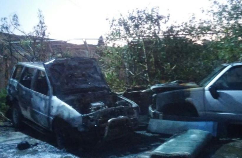 Vehicle burned by Jewish suspects in a revenge attack against Palestinians for the June 8 shooting at Tel Aviv's Sarona Market (photo credit: POLICE SPOKESPERSON'S UNIT)