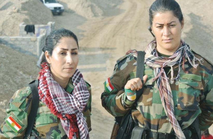 Kurdistan freedom Party (PAK) soldiers in December 2015 at the front line near Kirkuk, Iraq (photo credit: SETH J. FRANTZMAN)