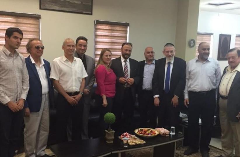 Former Saudi general Dr. Anwar Eshki and a group of Saudi businessmen and academics in Jerusalem, July 22, 2016 (photo credit: Courtesy)