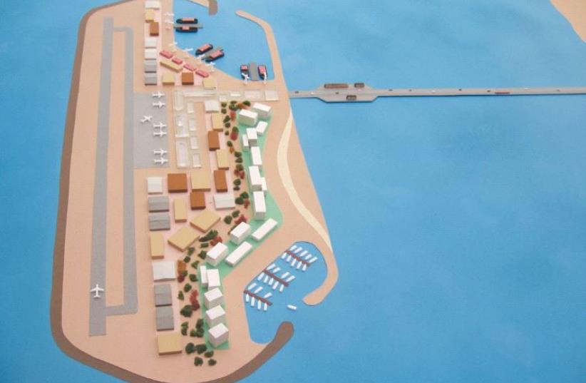 A MODEL of the proposed artificial island port that might be built off the Gaza shore. (photo credit: TRANSPORATION MINISTRY)