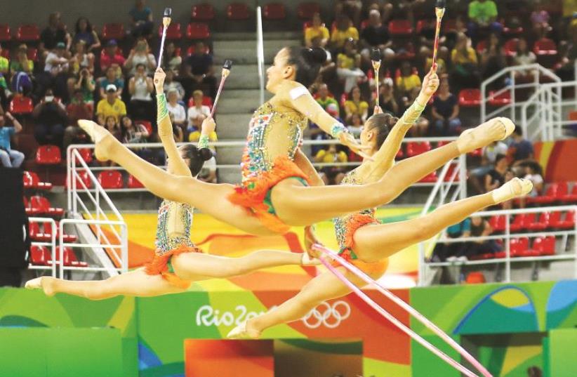 Israel's Olympic rhythmic gymnastics team  (photo credit: REUTERS)