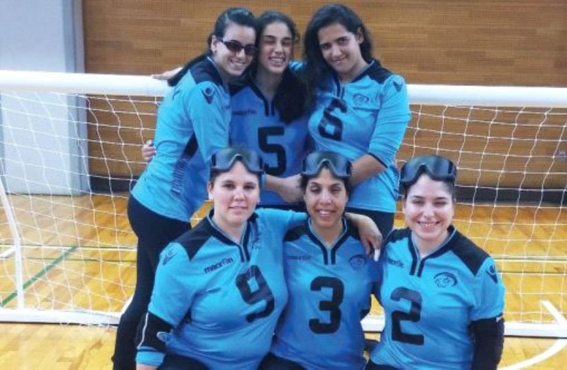 Israel’s first women’s goalball team is captained by blind Israeli-Arab Elham Mhamid (top row, left) and has high hopes of capturing a medal next month at the 2016 Paralympic Games in Rio. (photo credit: REUTERS)