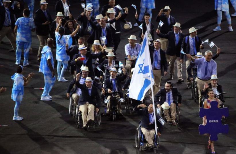 Israel's 2016 Paralympic team at the game's Opening Ceremony in Rio de Janeiro (photo credit: REUTERS)