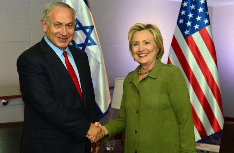 Prime Minister Benjamin Netanyahu and Democratic nominee Hillary Clinton (photo credit: KOBI GIDEON/GPO)