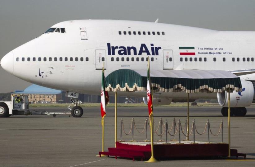 The IranAir Boeing 747SP aircraft with Iran's President Mahmoud Ahmadinejad onboard is pictured before leaving Tehran's Mehrabad airport en route to New York September 19, 2011. (photo credit: REUTERS)
