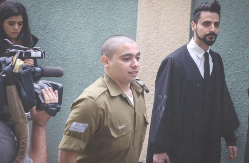 SGT. ELOR AZARIA appears in the Jaffa Military Court in November. (photo credit: FLASH90)