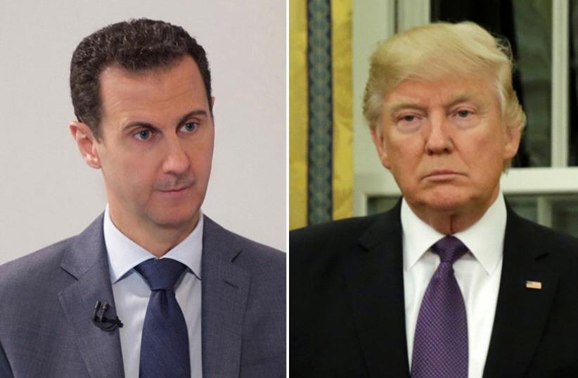 Assad and Trump (photo credit: REUTERS)