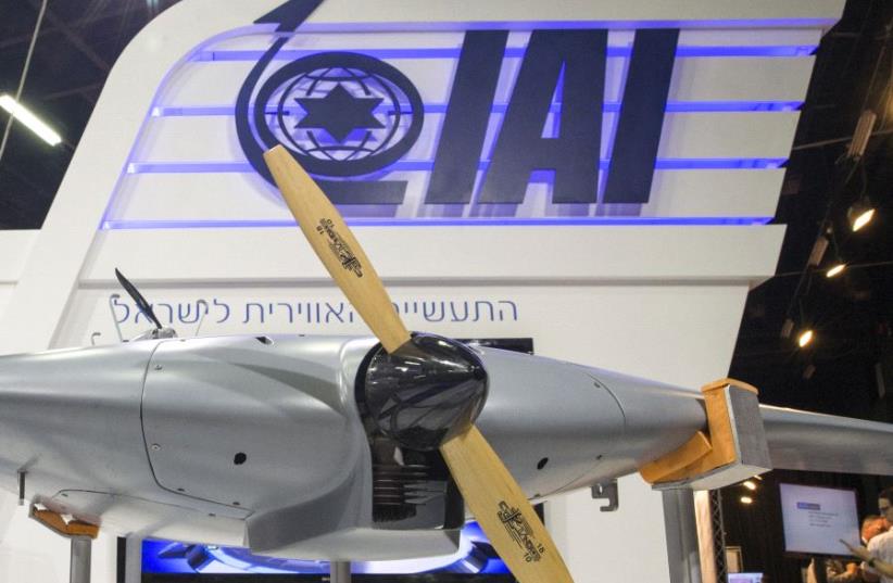 A "Bird Eye-650" Long Endurance mini-UAV system developed by Israel Aerospace Industries (IAI) is displayed at the Unmanned Vehicles Conference 2015 on November 9, 2015, in the Israeli coastal city of Tel Aviv (photo credit: JACK GUEZ / AFP)