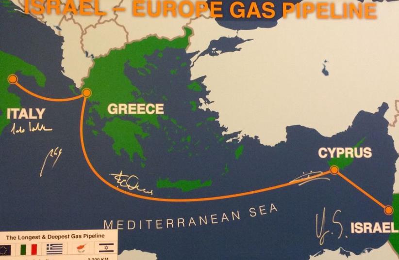 Israel-Europe gas pipeline (photo credit: SHARON UDASIN)
