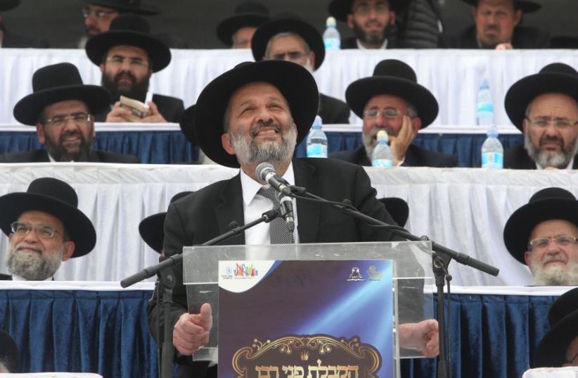 Aryeh Deri at Shas event (photo credit: MARC ISRAEL SELLEM)