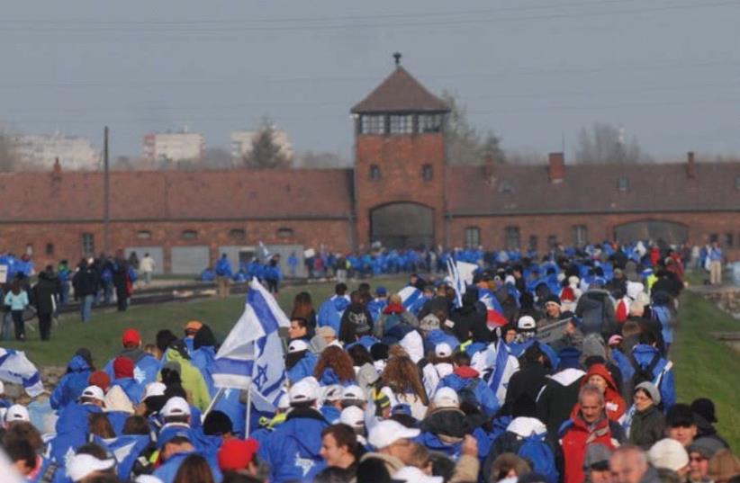 Thousands of March of the Living participants walk toward Birkenau (photo credit: YOSSI ZELIGER)