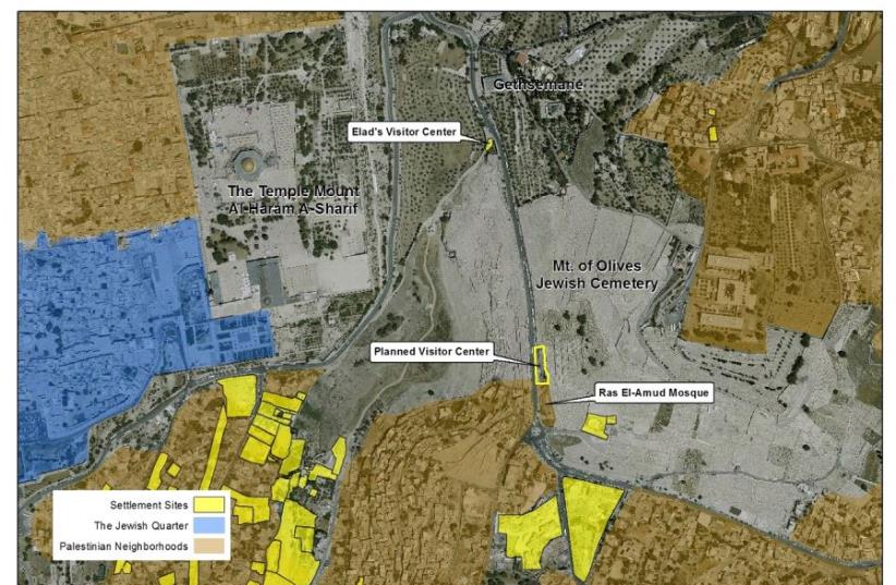 A map of the planned Mount of Olives visitors center.   (photo credit: JERUSALEM DEVELOPMENT AUTHORITY)
