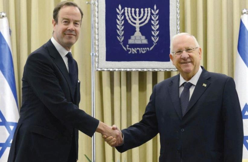 NETHERLANDS AMBASSADOR Gilles Arnout Beschoor Plug meets President Reuven Rivlin in this file photo. (photo credit: GPO)