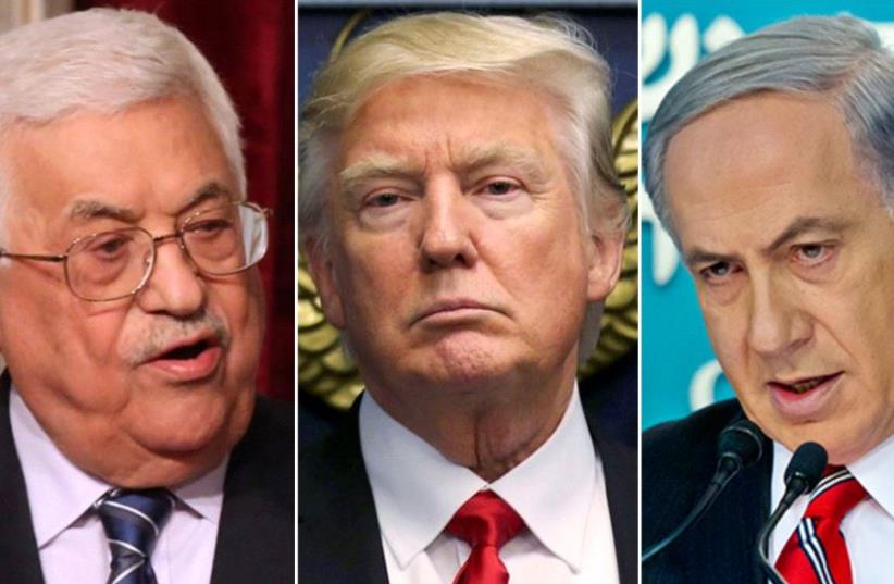 Abbas, Trump, Netanyahu (photo credit: REUTERS)