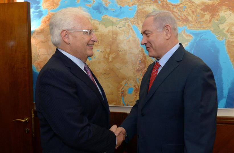 Prime Minister Benjamin Netanyahu meets with US Ambassador to Israel David Friedman. (photo credit: HAIM ZACH/GPO)