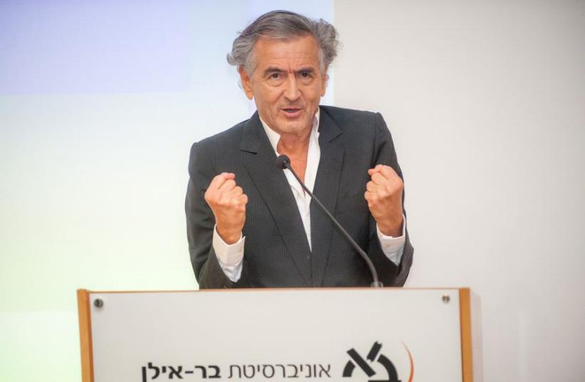 French Jewish philosopher Bernard-Henri Lévy speaking at Bar-Ilan University (photo credit: CHEN DAMARI)