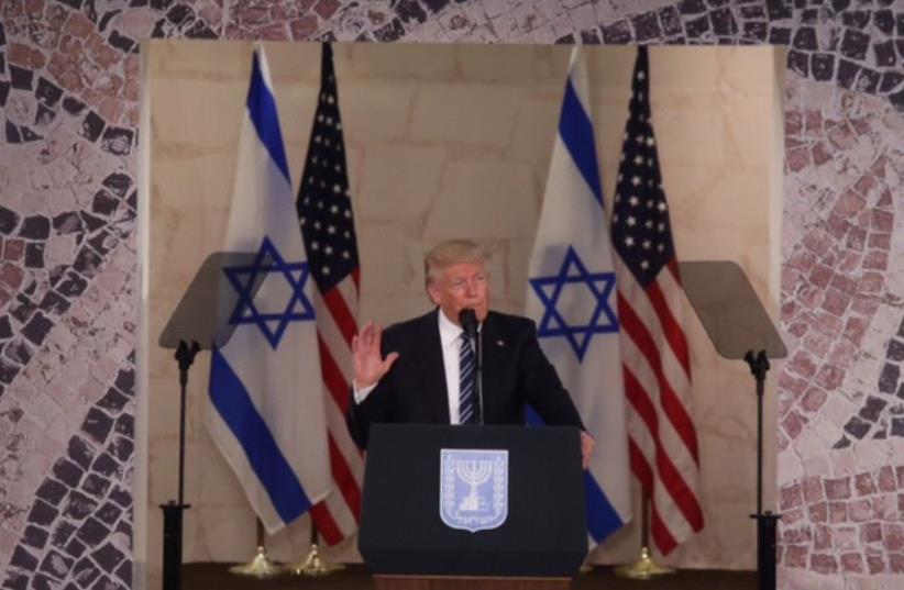 US President Donald Trump gives speech at Israel Museum (photo credit: MARC ISRAEL SELLEM)