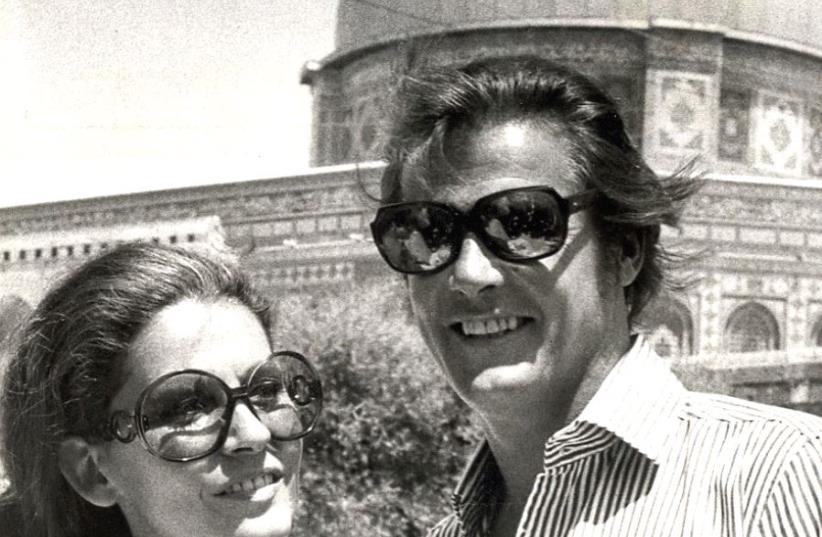 ROGER MOORE and his third wife, Luisa Mattioli, visit the Dome of the Rock in Jerusalem in 1972 (photo credit: K. WEISS)